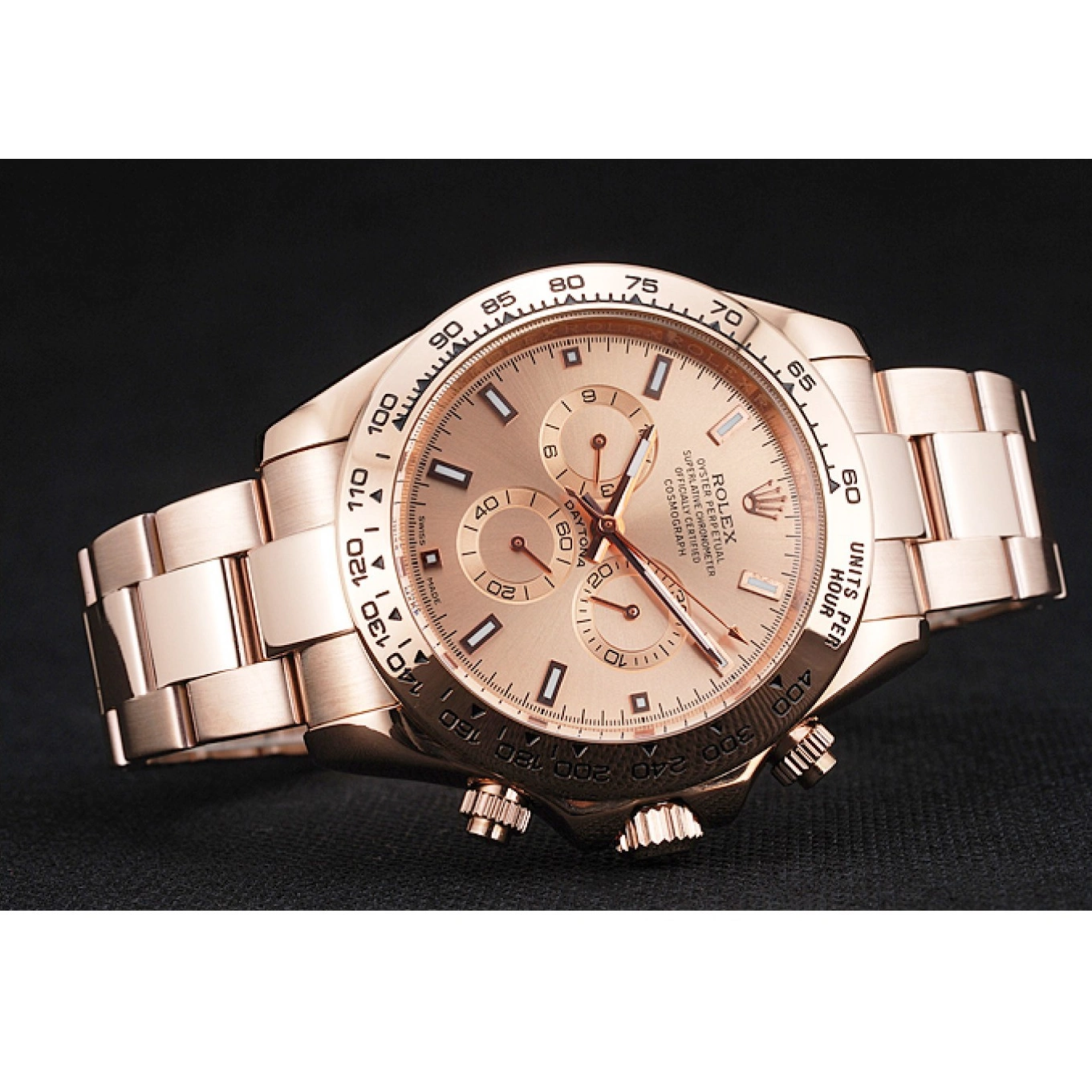 Aaa replica watch 1454247 And Rose Daytona Case Pink Gold Bracelet Cosmograph Dial Rolex 0727